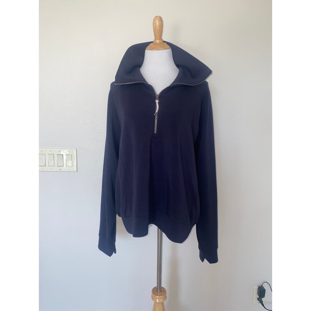 Spanx Airessentials Half Zip Pullover Dark Blue S… - image 1